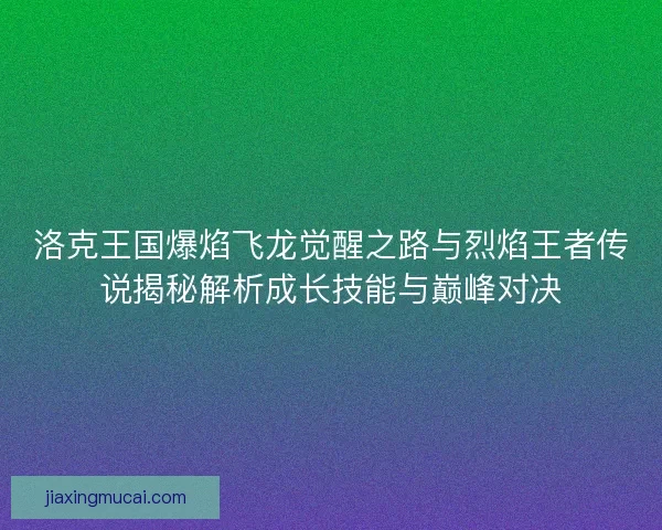 洛克王国爆焰飞龙觉醒之路与烈焰王者传说揭秘解析成长技能与巅峰对决