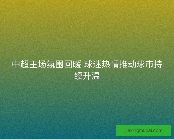 中超主场氛围回暖 球迷热情推动球市持续升温